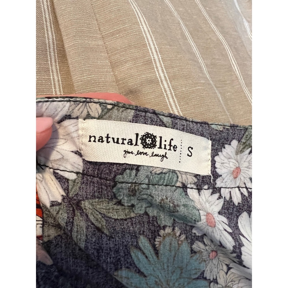 Natural Life Floral Wide Leg Jumpsuit Navy Daisy Boho Button Back Small - Picture 5 of 5